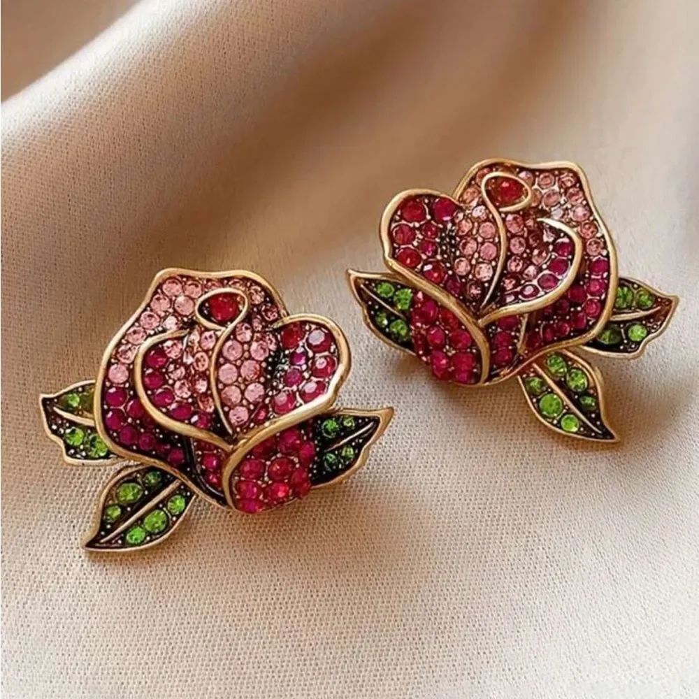 Pink Rose Stud Earrings A1621
